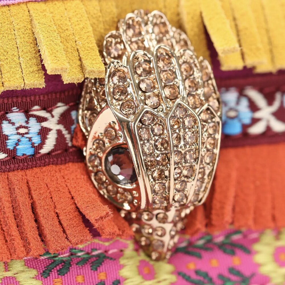 NEW Kurt Geiger London Mini Kensington Embroidered Fringe Eagle Bag Purse NWT - Picture 5 of 6